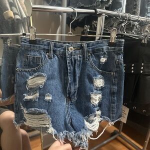 Topshop Blue Jean Shorts